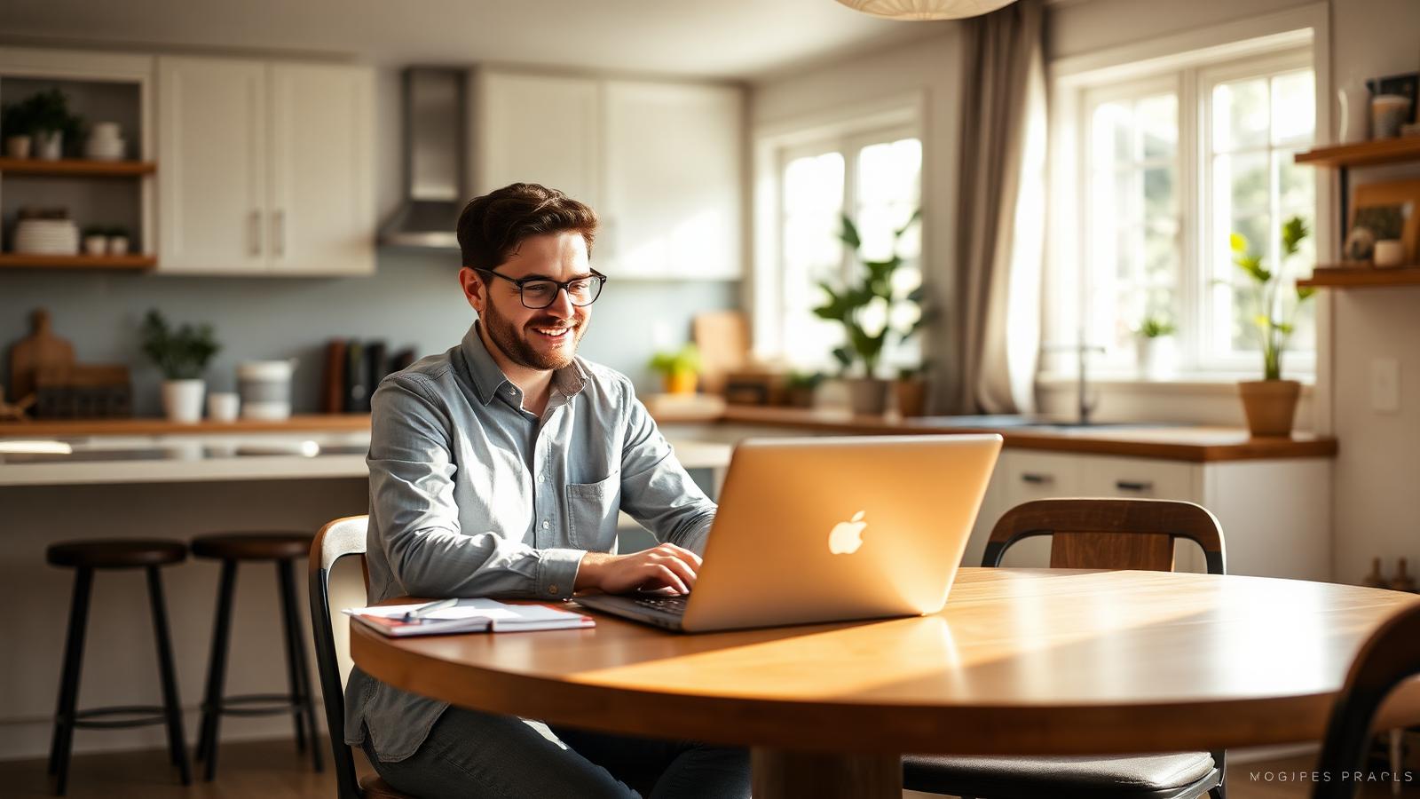Agent working remotely from a bright home office