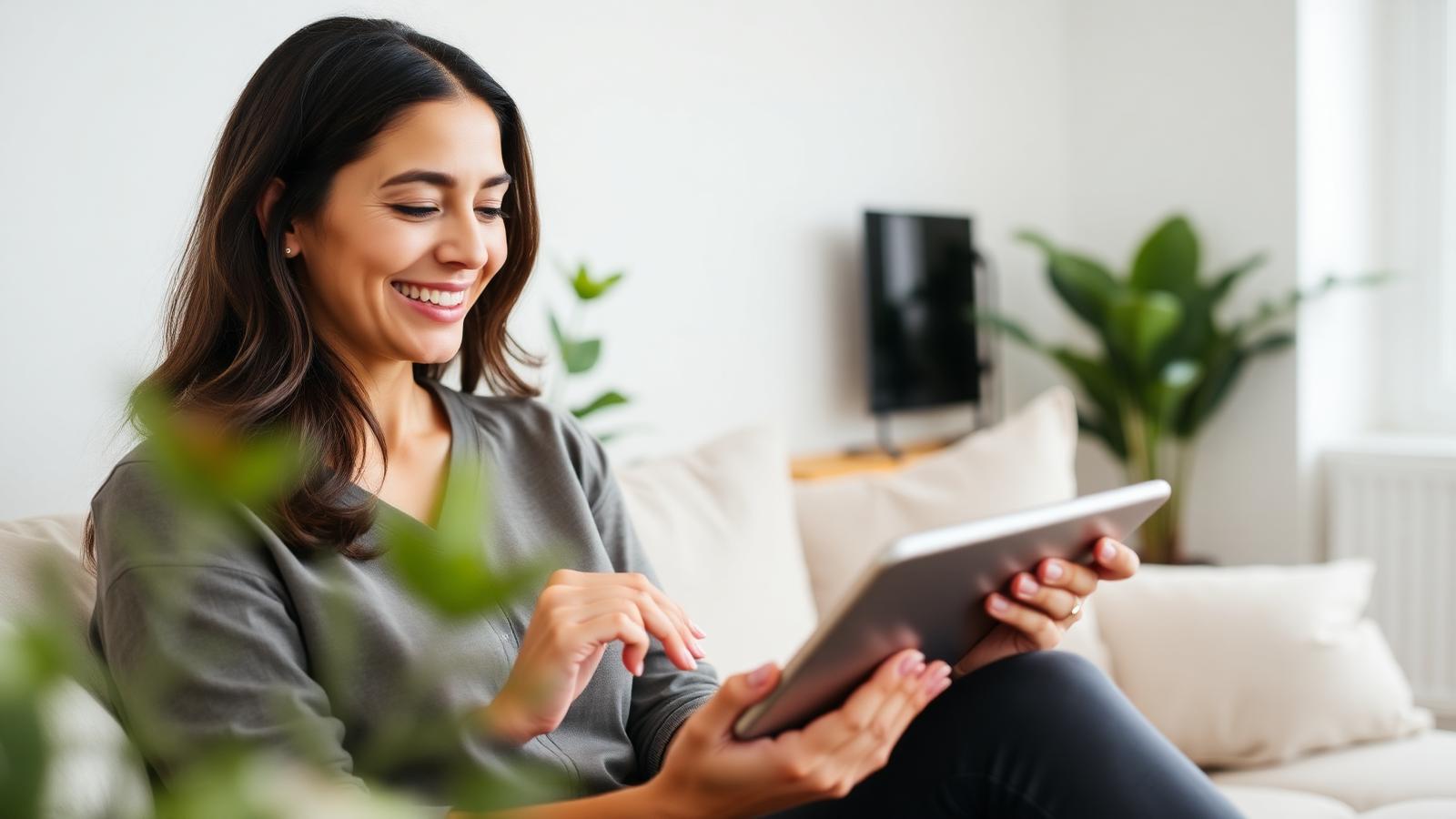 Agent reviewing finances on a tablet at home