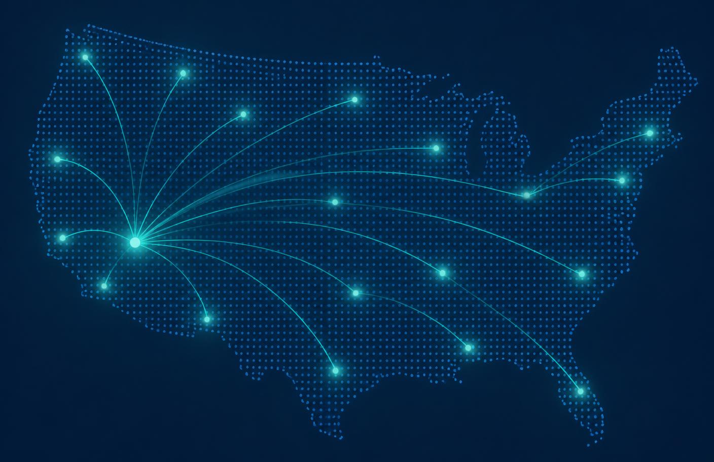 Illustration of referral connections spreading from Nevada across the United States
